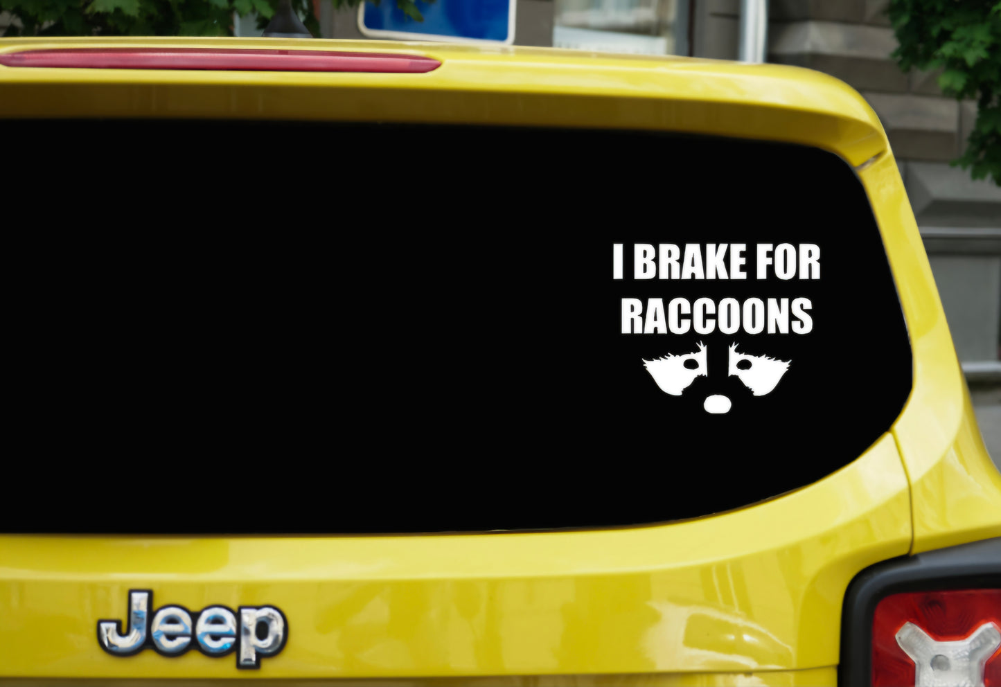 I Brake for Raccoons car decal